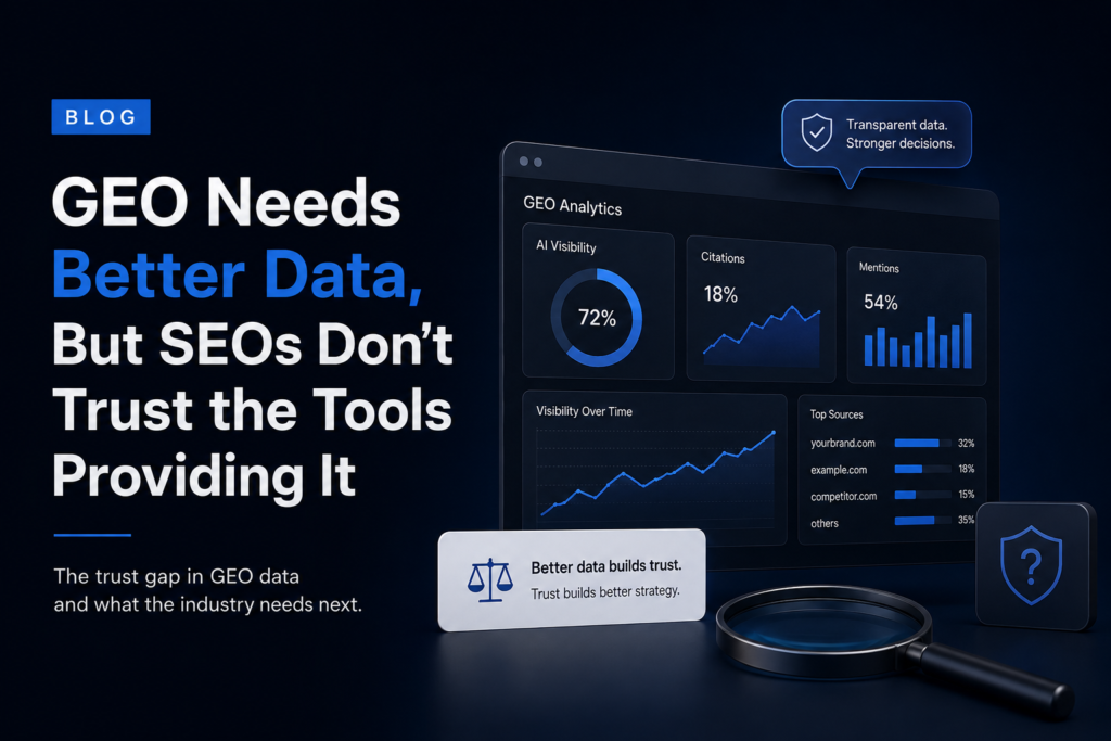 GEO data and AI search visibility analytics dashboard